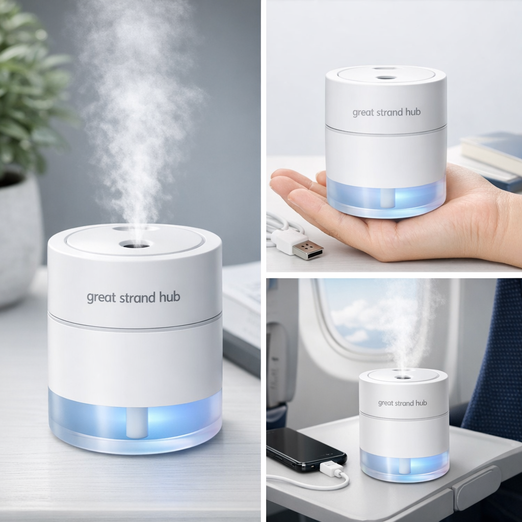 Portable Mini Air Humidifier - Quite, USB Powered & Travel Friendly