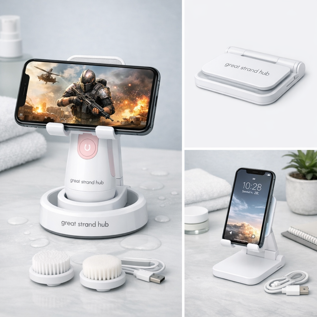 Adjustable Mobile Phone Holder - Foldable Stand for Desk & Hands-Free Viewing